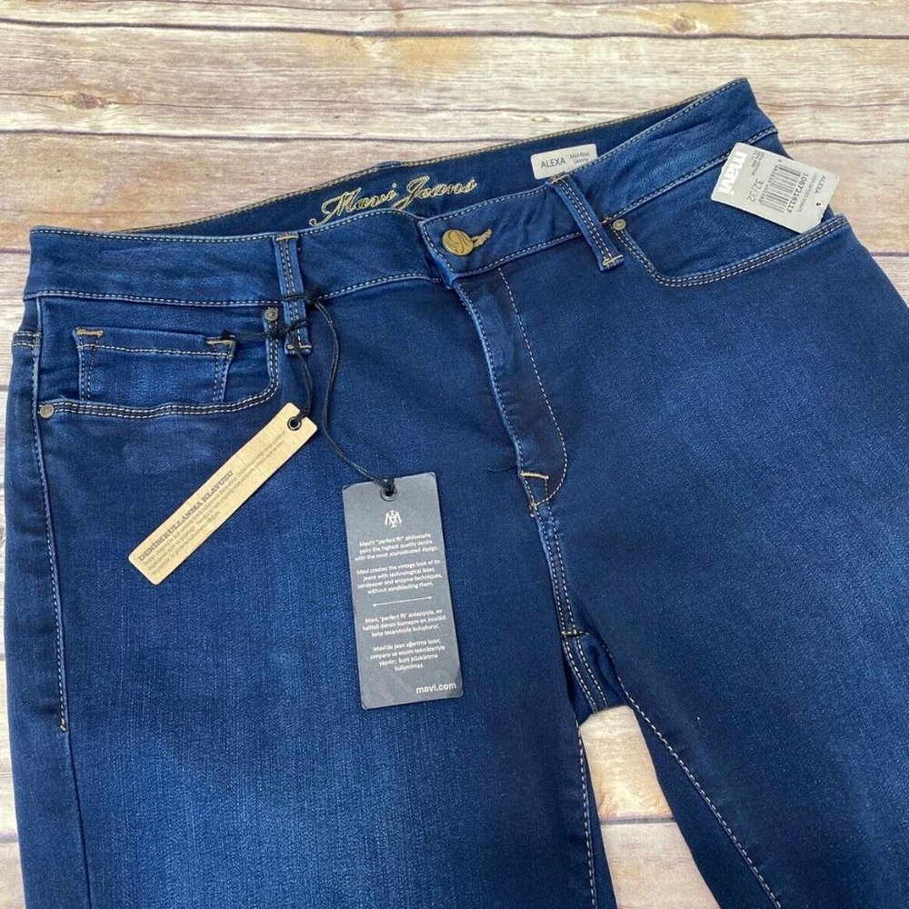 Mavi Alexa Mid Rise Skinny Jeans Deep Sateen Shanti 32 - Picture 5 of 6